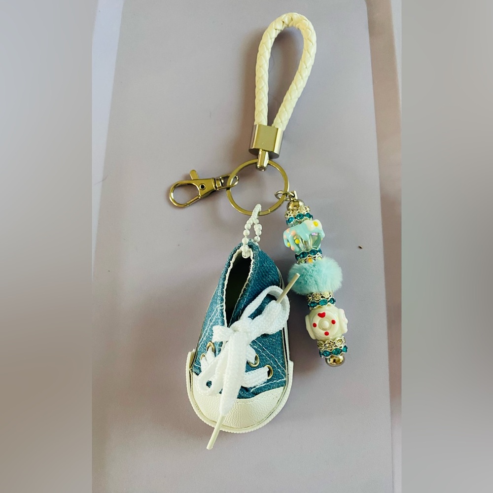 Blue and White Kids Sneaker Keychain